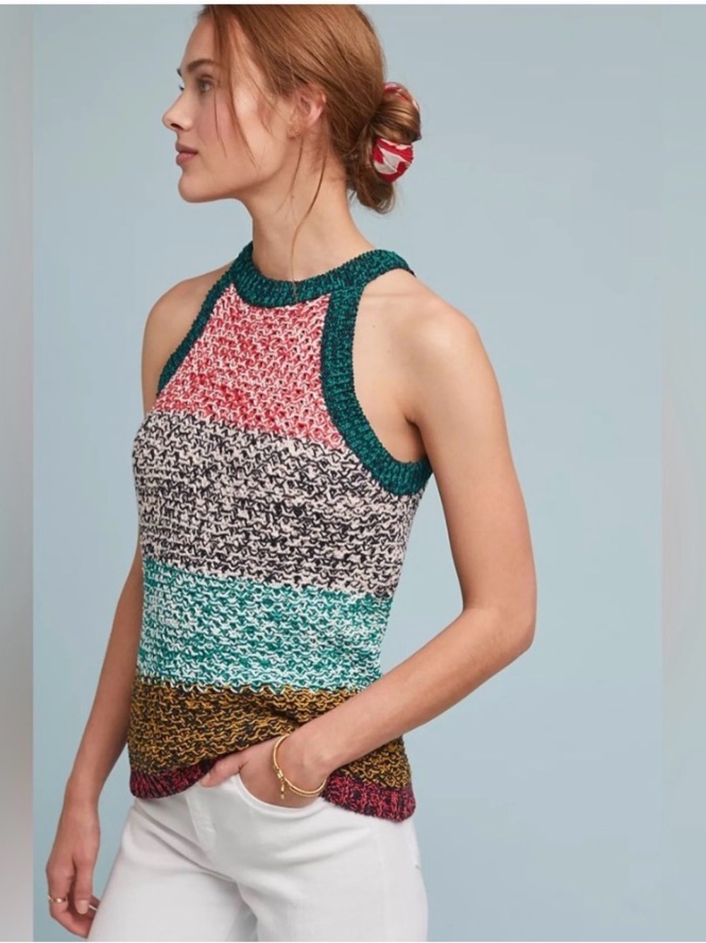 Anthropologie Maeve Knit Harmony Tank Striped Top in Multicolor NWOT Size XL